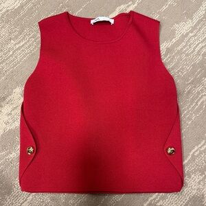 Zara Vibrant Red Tank Top with Gold Accents